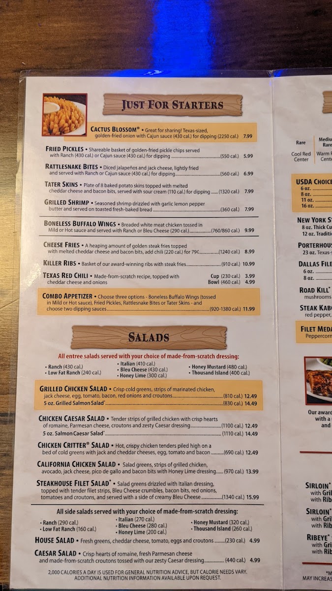 Texas Roadhouse Photo Menu 4