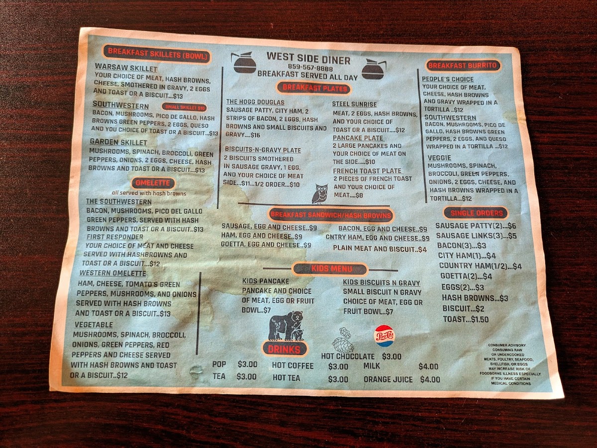 West Side Diner Photo Menu 1