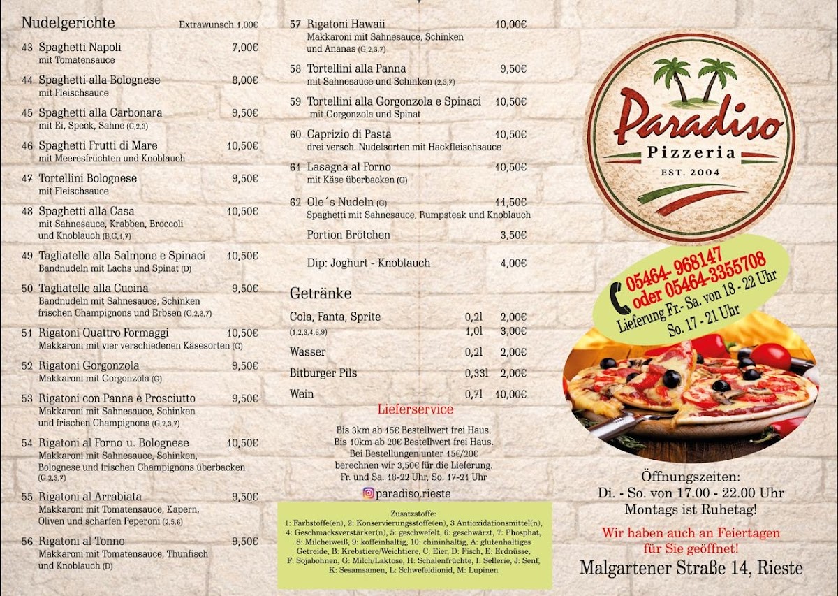 Pizzeria Paradiso Photo Menu 2