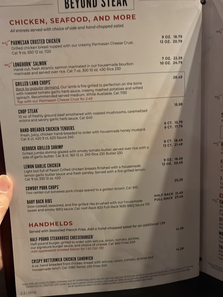 LongHorn Steakhouse Photo Menu 4