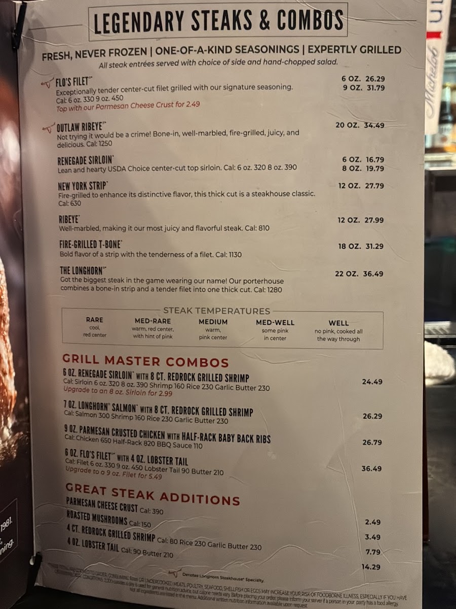 LongHorn Steakhouse Photo Menu 5