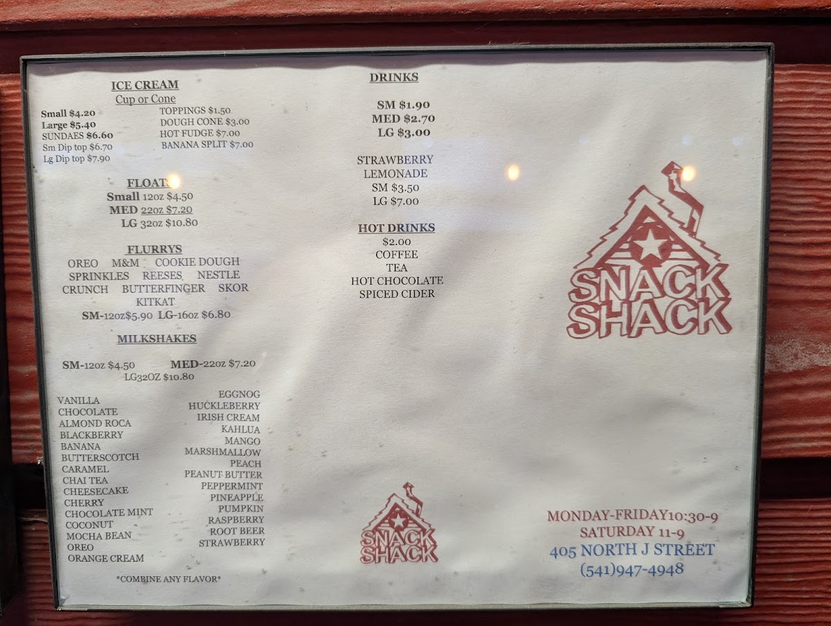 Snack Shack Photo Menu 1