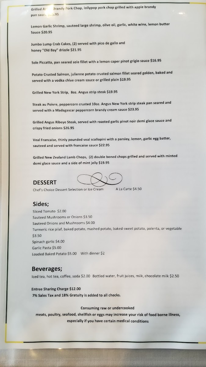 Lakeview Restaurant Photo Menu 1