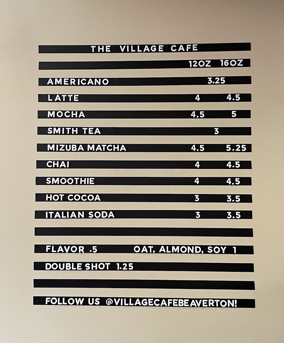 The Village Cafe Photo Menu 1
