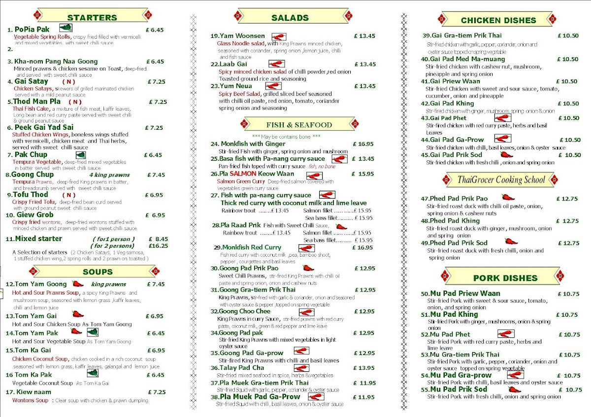 Thai Corner Photo Menu 1