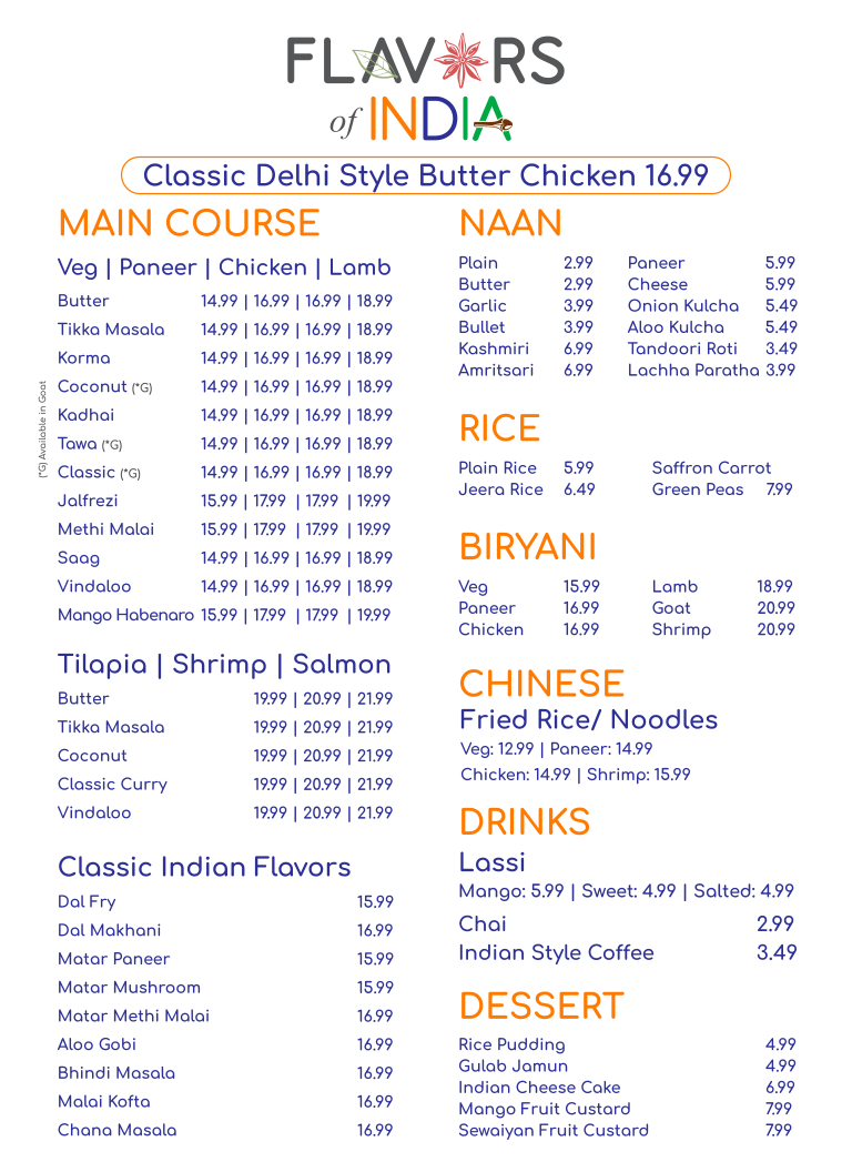 Flavors Of India Photo Menu 1