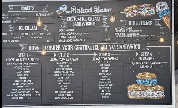 The Baked Bear Photo Menu 1