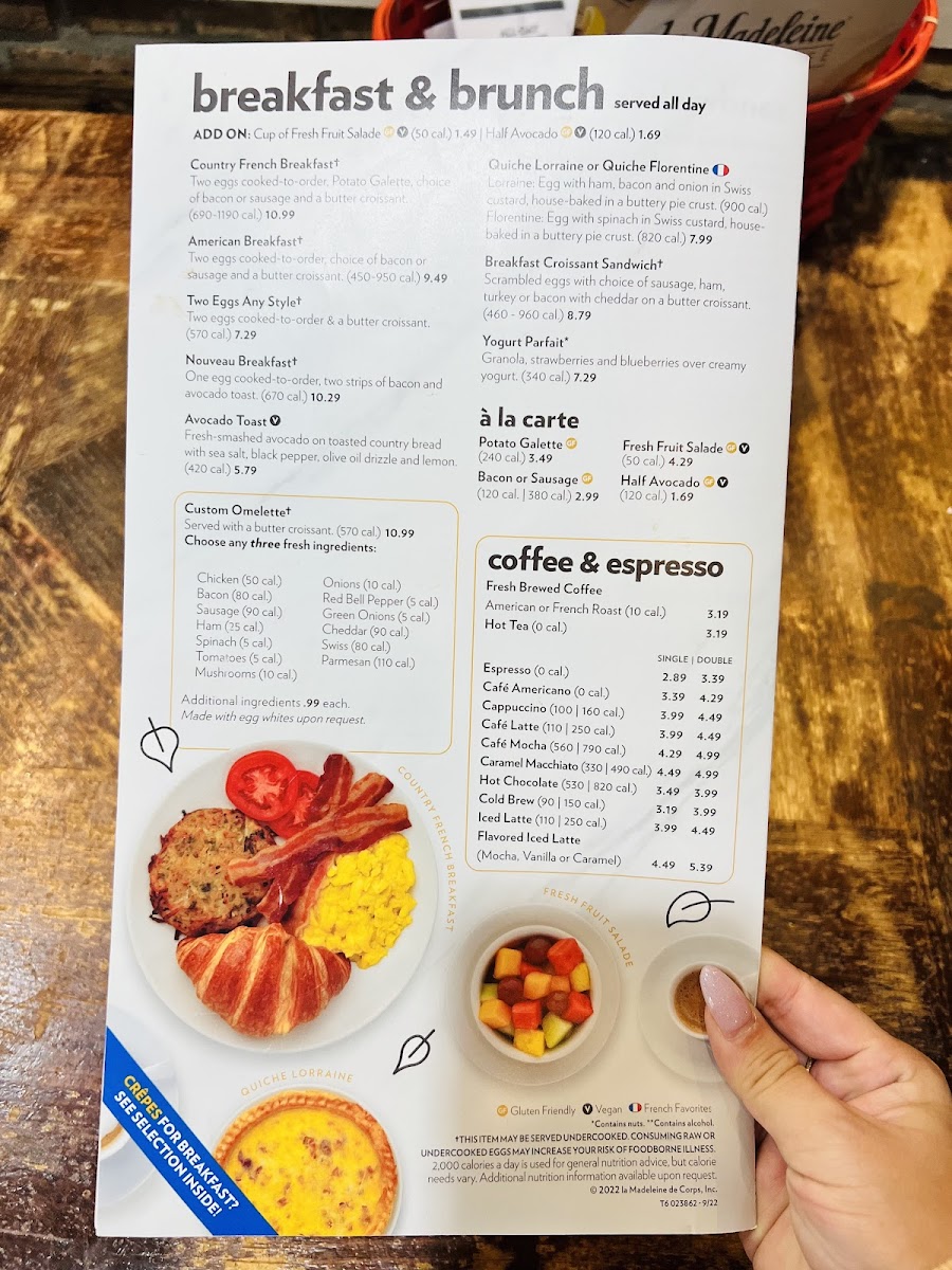 la Madeleine Photo Menu 1