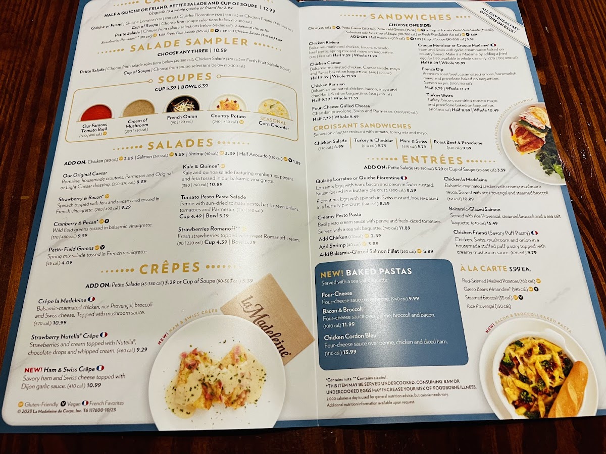la Madeleine Photo Menu 2