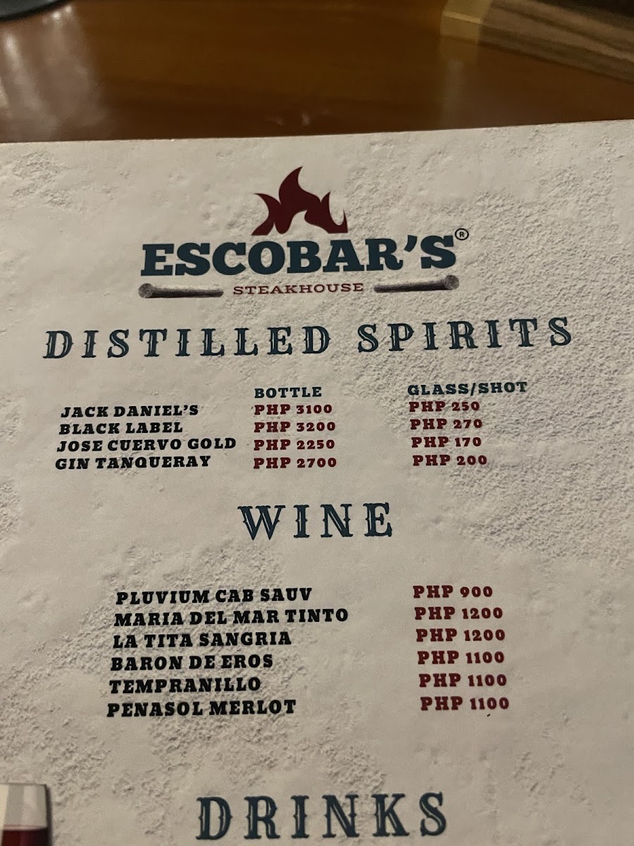 Escobar's Steakhouse Photo Menu 9