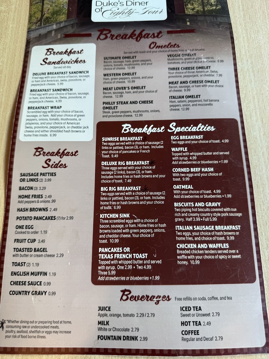 Duke's Diner Photo Menu 2