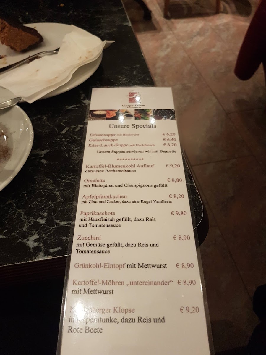Carpe Diem Photo Menu 1