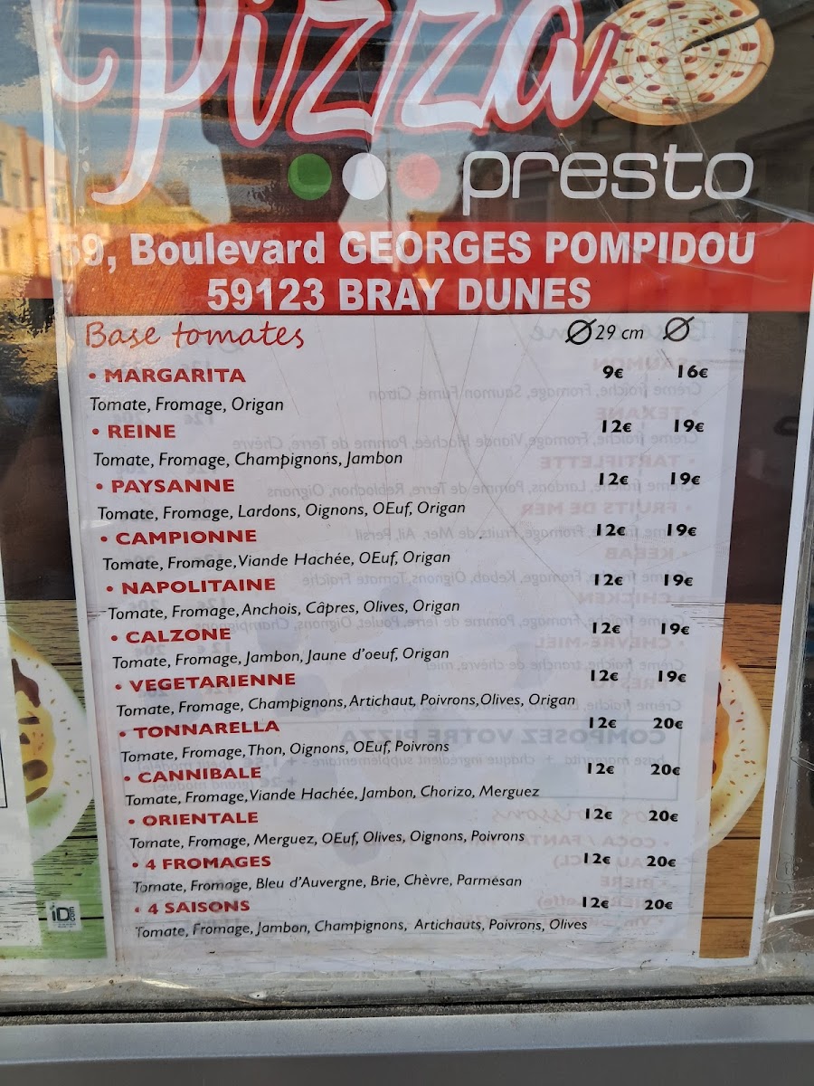 Pizza Presto Photo Menu 2