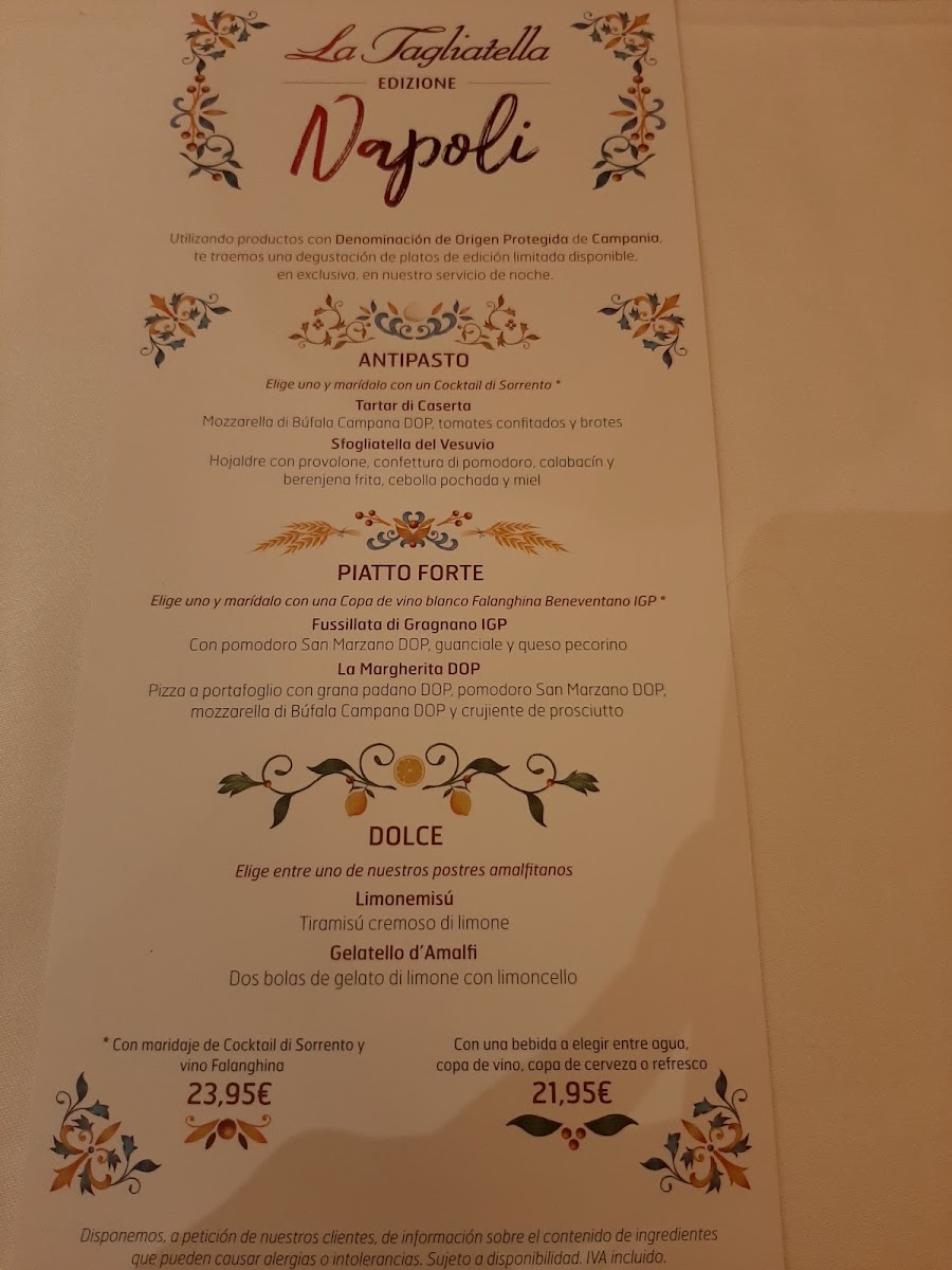 Restaurante La Tagliatella Photo Menu 3