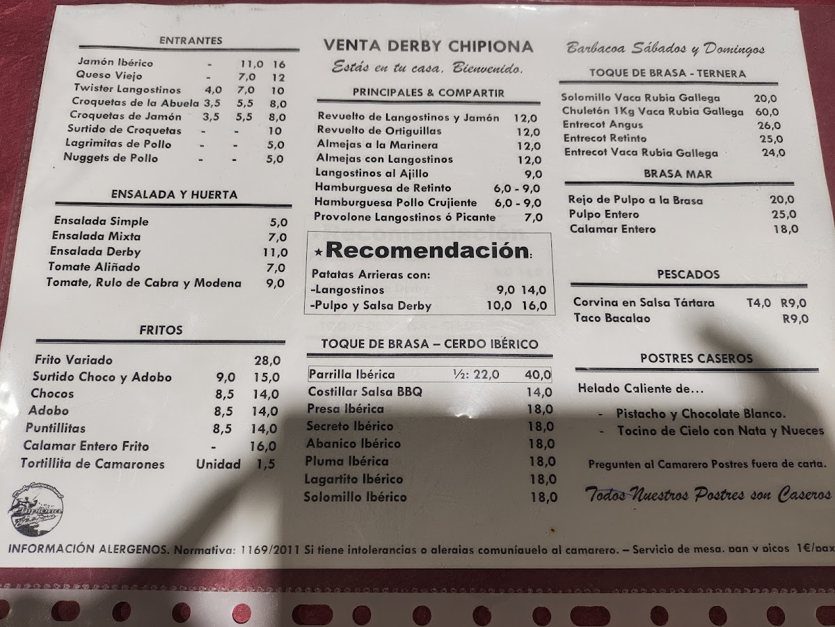 Venta Derby Chipiona Photo Menu 1
