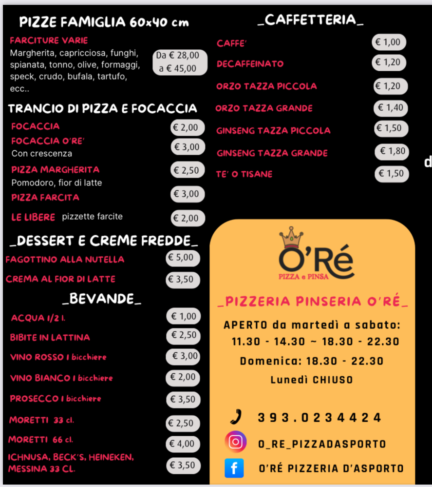 O’Ré - Pizza e Pinsa d’asporto - Bar Photo Menu 5