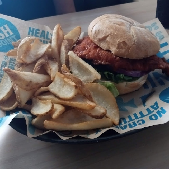 Shrimp Burger and Potato Fries