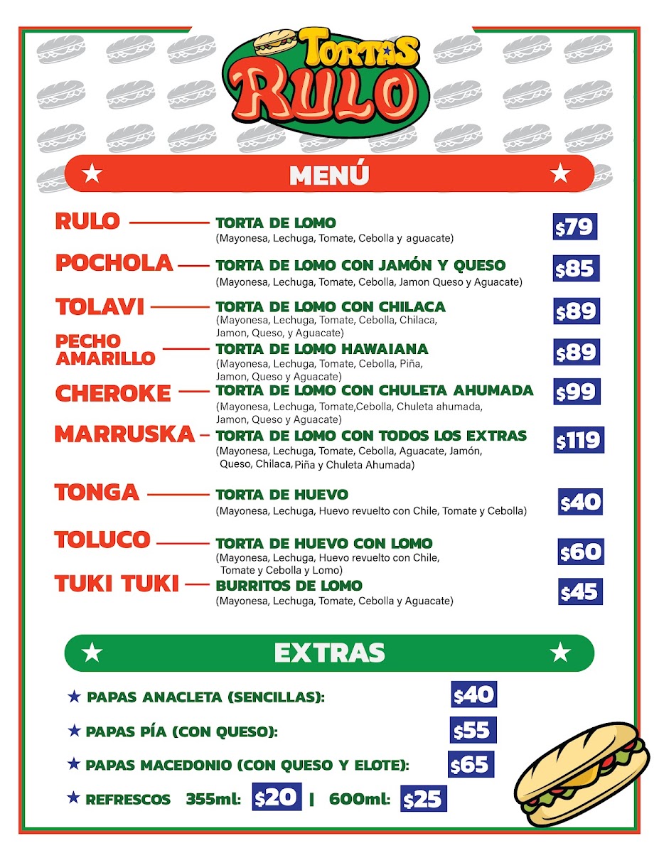 Tortas Rulo Photo Menu 2