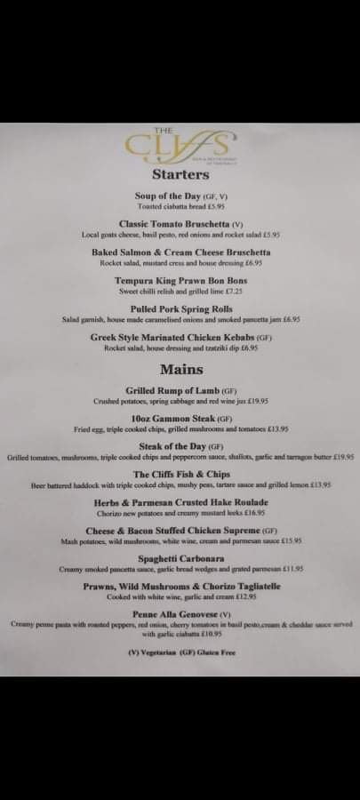 The Cliffs Restaurant Photo Menu 4