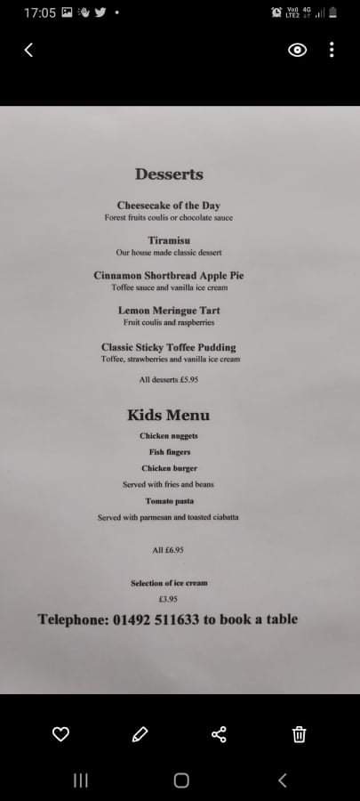 The Cliffs Restaurant Photo Menu 5
