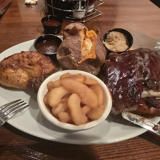 Roasted Chicken Ribs Baked Potato and Baked Beans