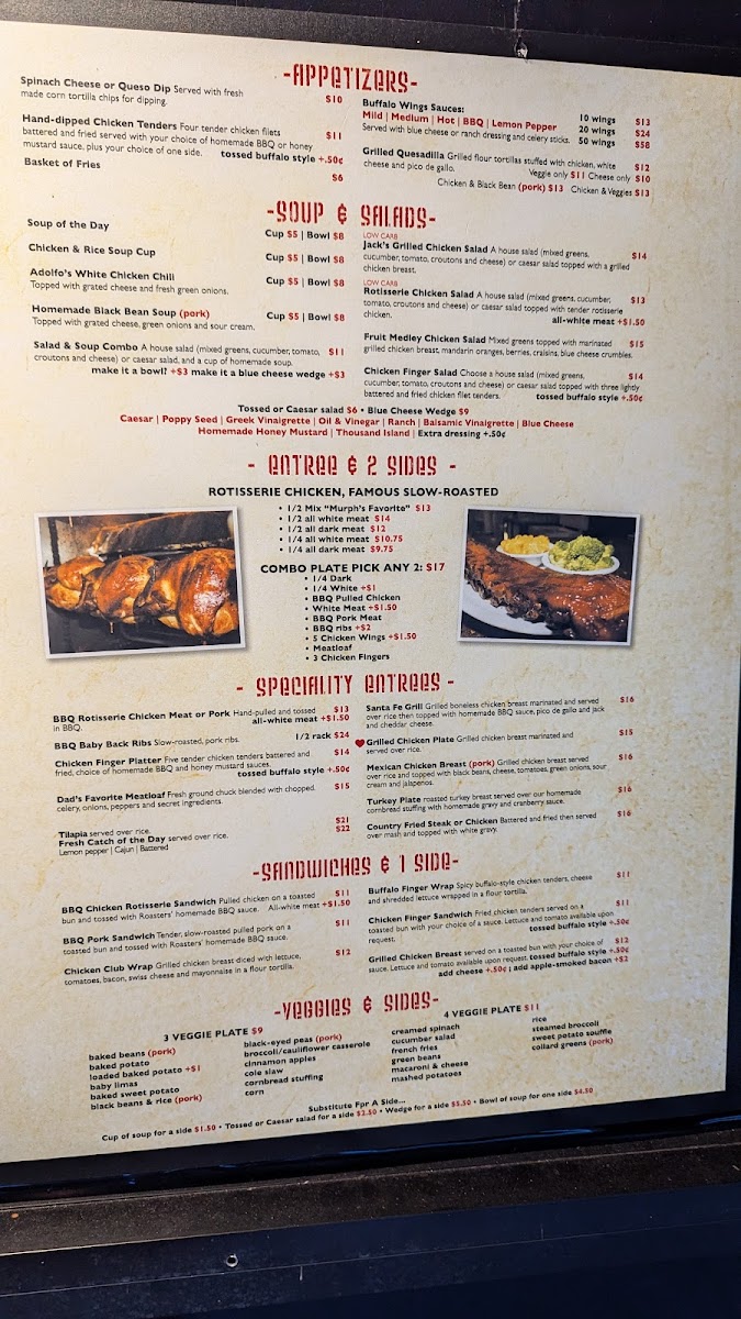 Roasters Rotisserie Photo Menu 1