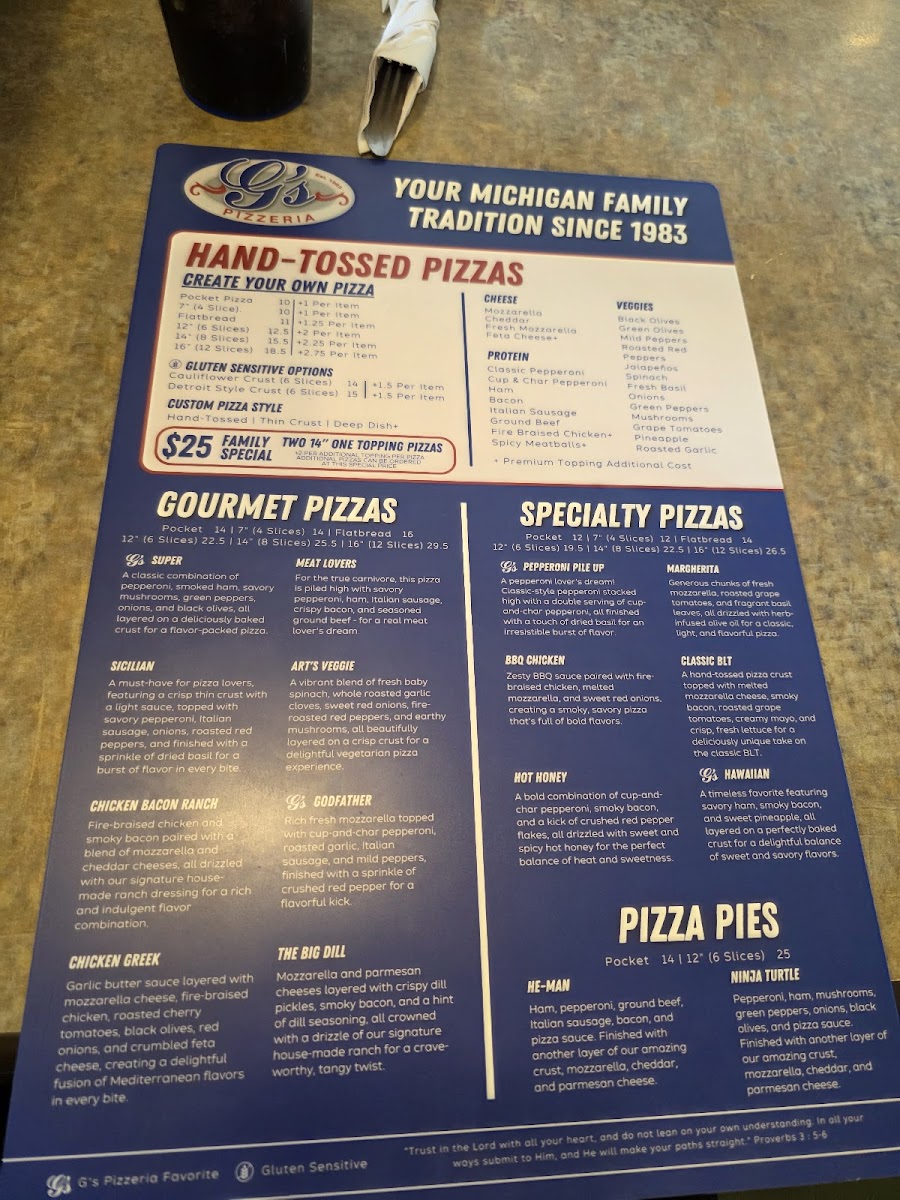 G's Pizzeria & Deli Photo Menu 1