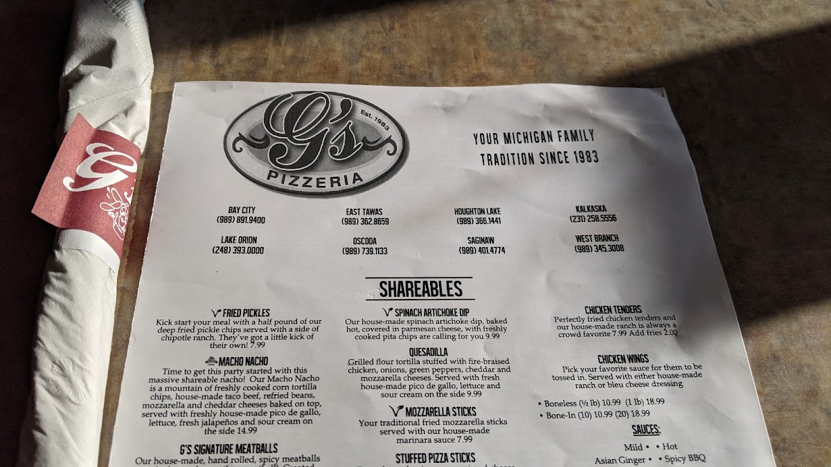 G's Pizzeria & Deli Photo Menu 3