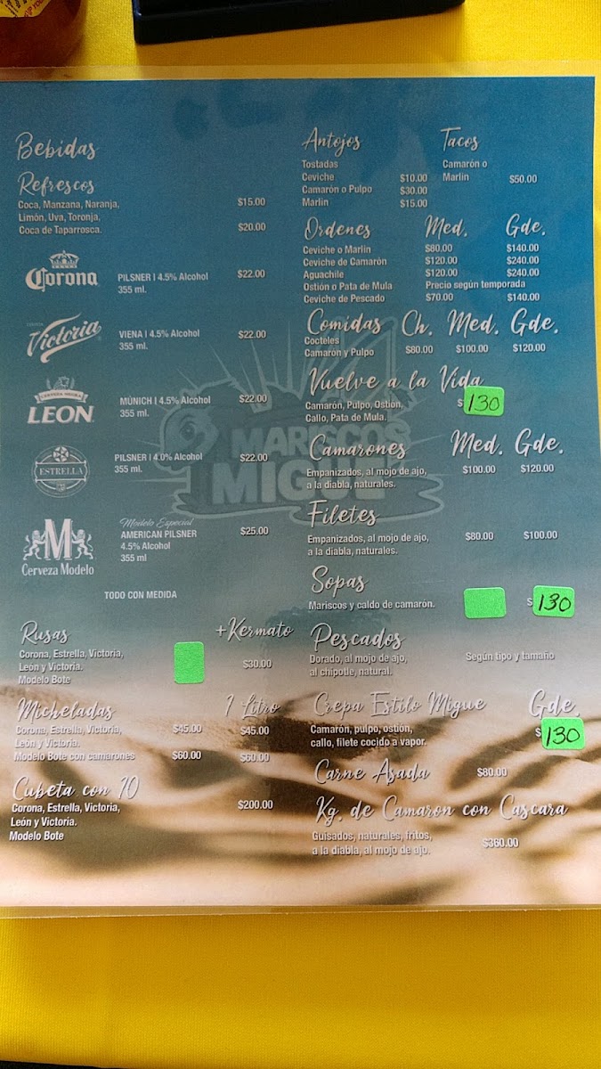 Mariscos Migue Photo Menu 1