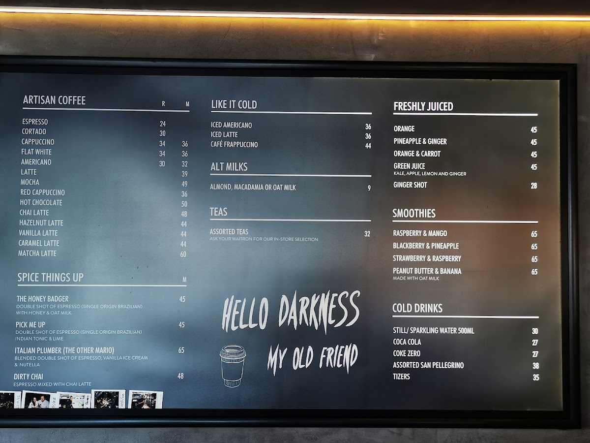 Shift Espresso Bar | Kloof Street Photo Menu 1