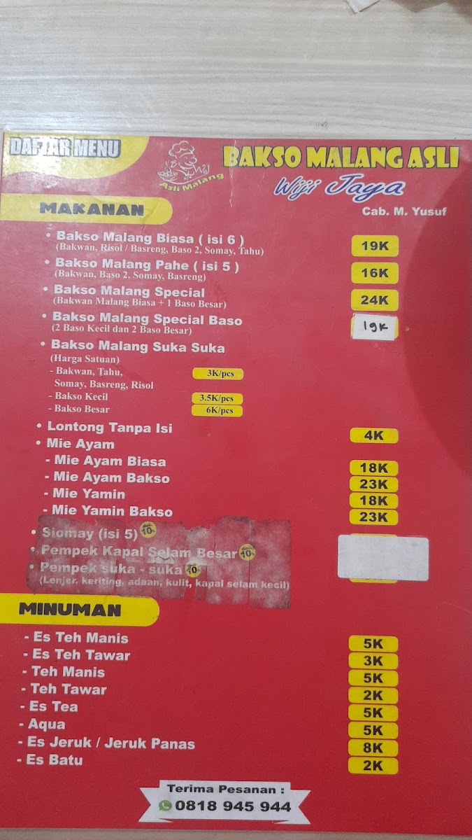 Bakso Malang Wiji Jaya Depok Photo Menu 1