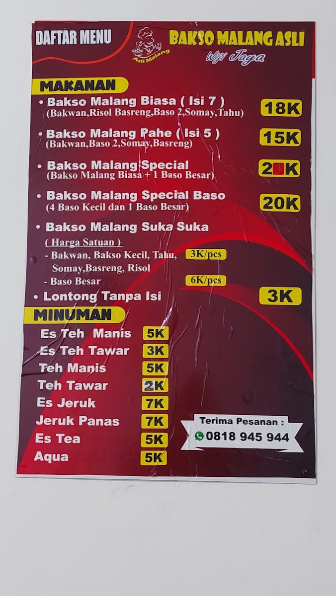 Bakso Malang Wiji Jaya Depok Photo Menu 3