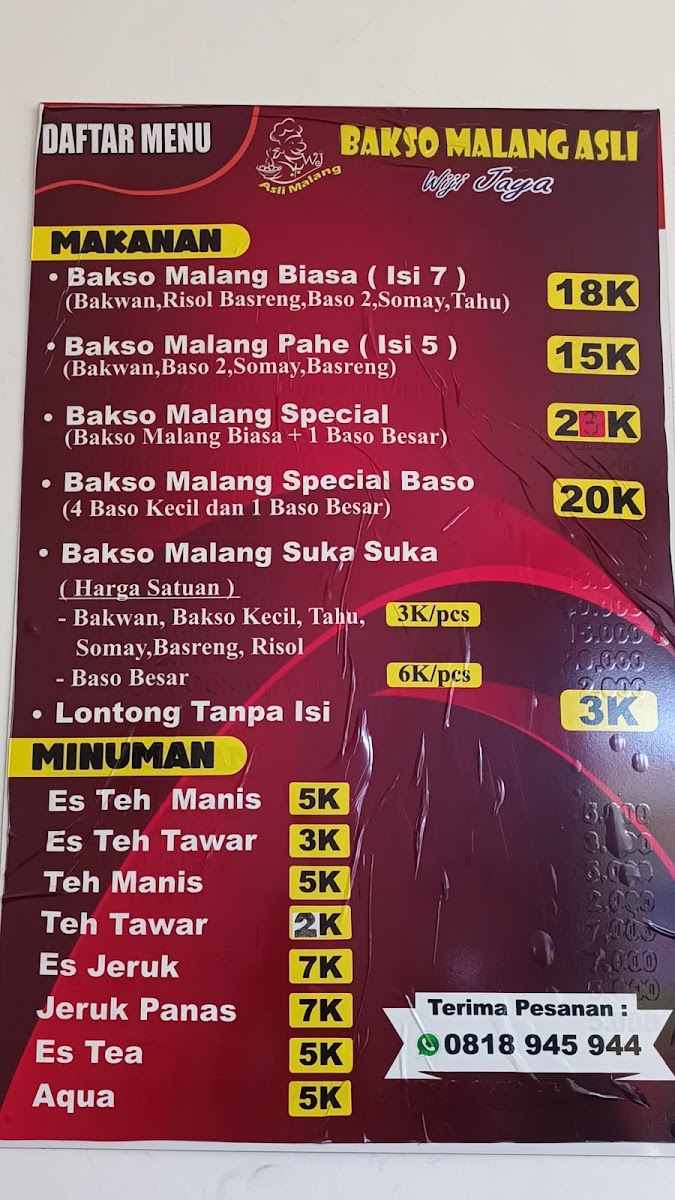 Bakso Malang Wiji Jaya Depok Photo Menu 4