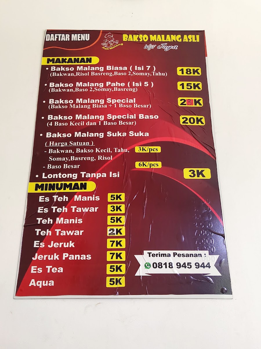 Bakso Malang Wiji Jaya Depok Photo Menu 6