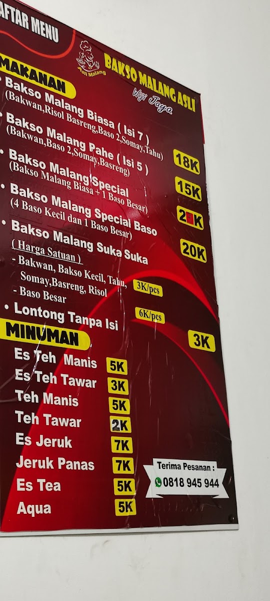 Bakso Malang Wiji Jaya Depok Photo Menu 8