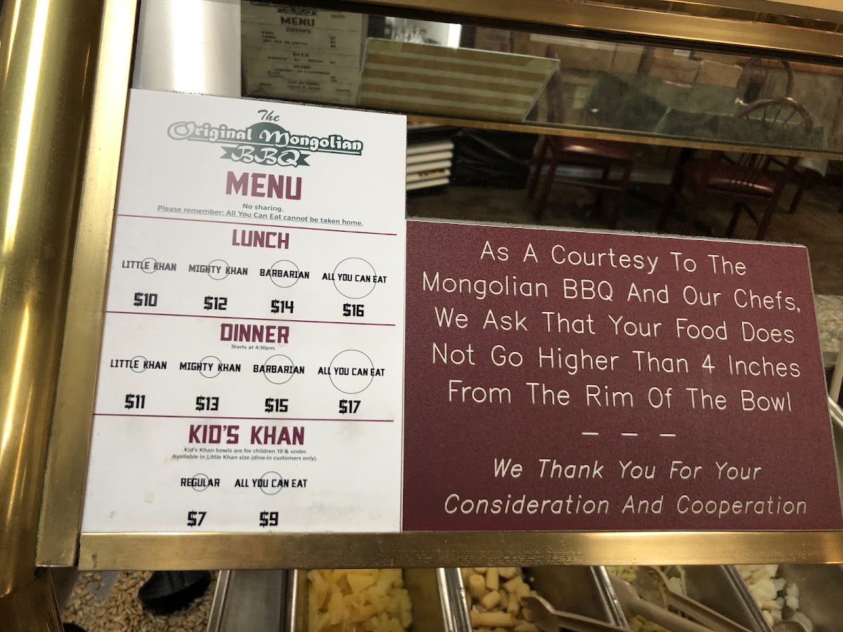 Mongolian BBQ Photo Menu 1