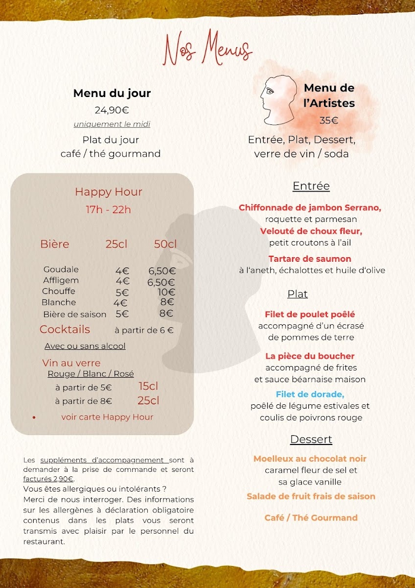 La Table des Artistes Photo Menu 2