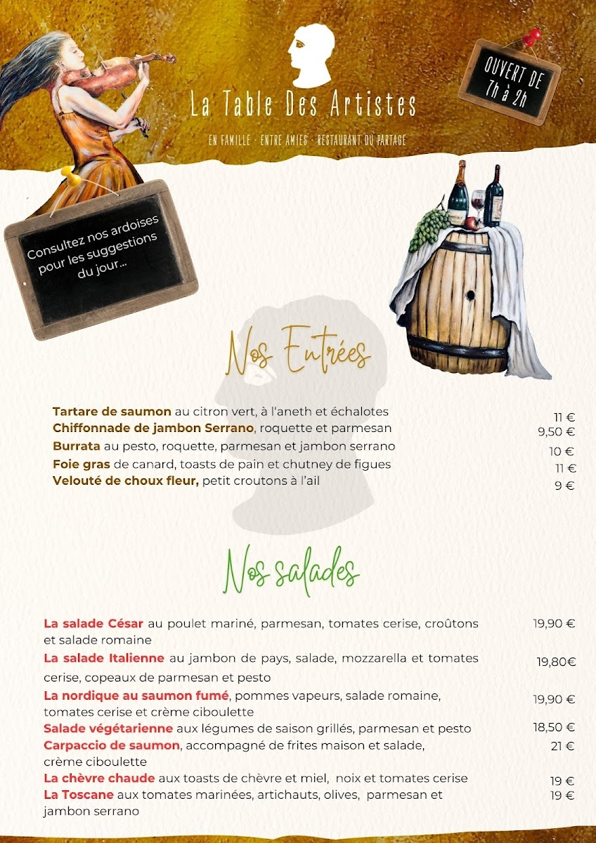 La Table des Artistes Photo Menu 4