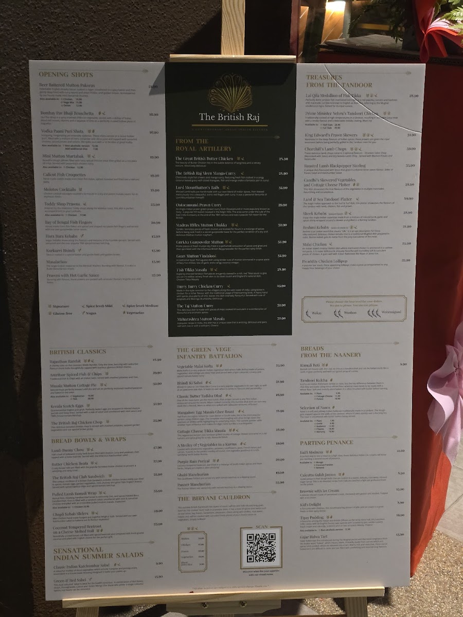 The British Raj Photo Menu 1