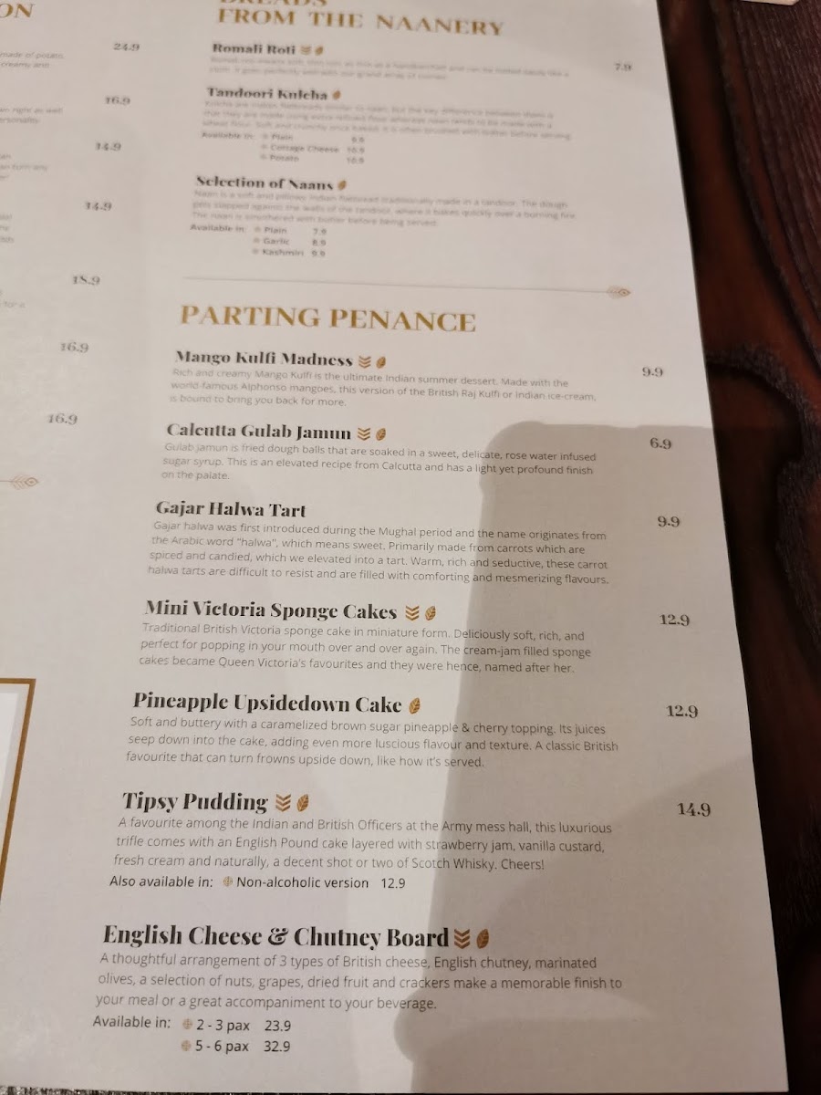 The British Raj Photo Menu 6