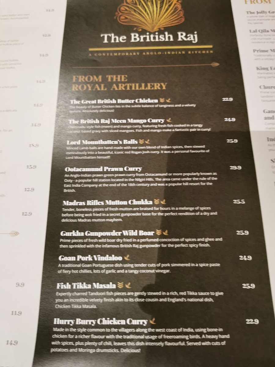 The British Raj Photo Menu 9