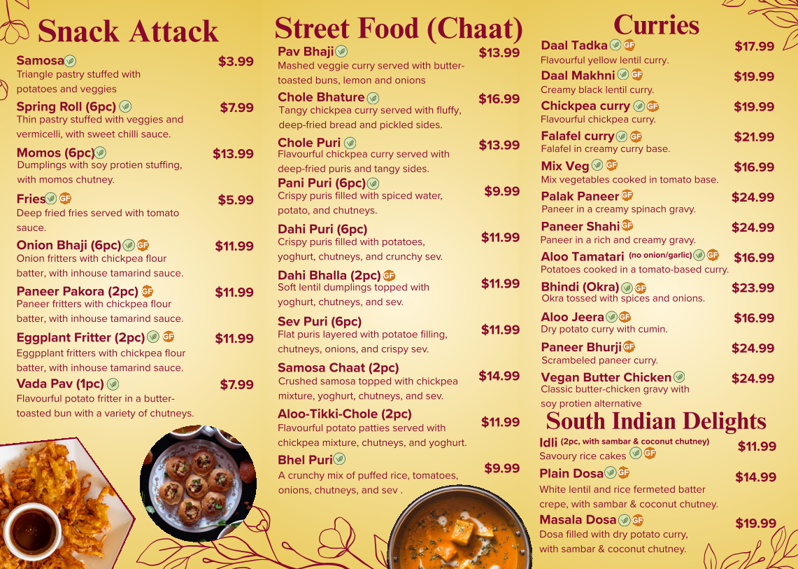 Authentic Flavours Vegetarian Takeaway Photo Menu 1
