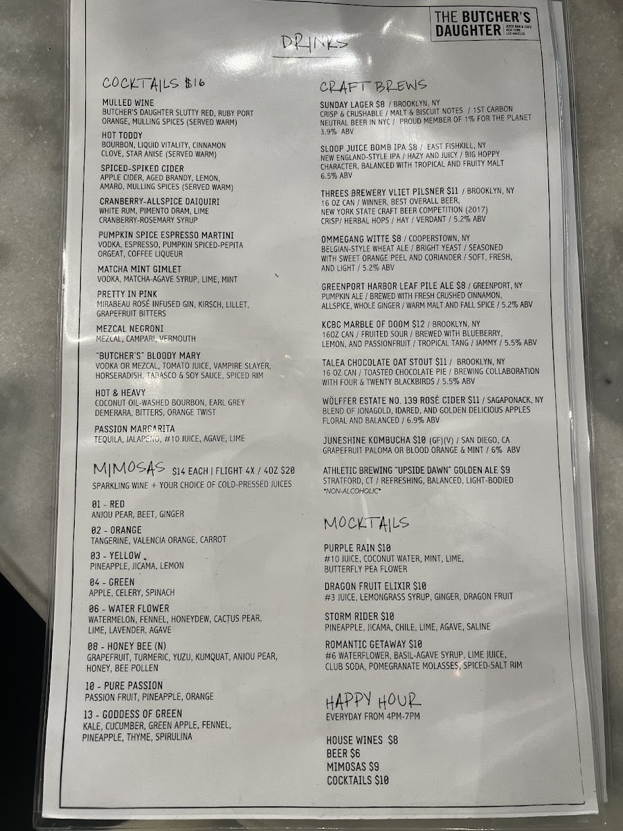 The Butcher's Daughter Photo Menu 9