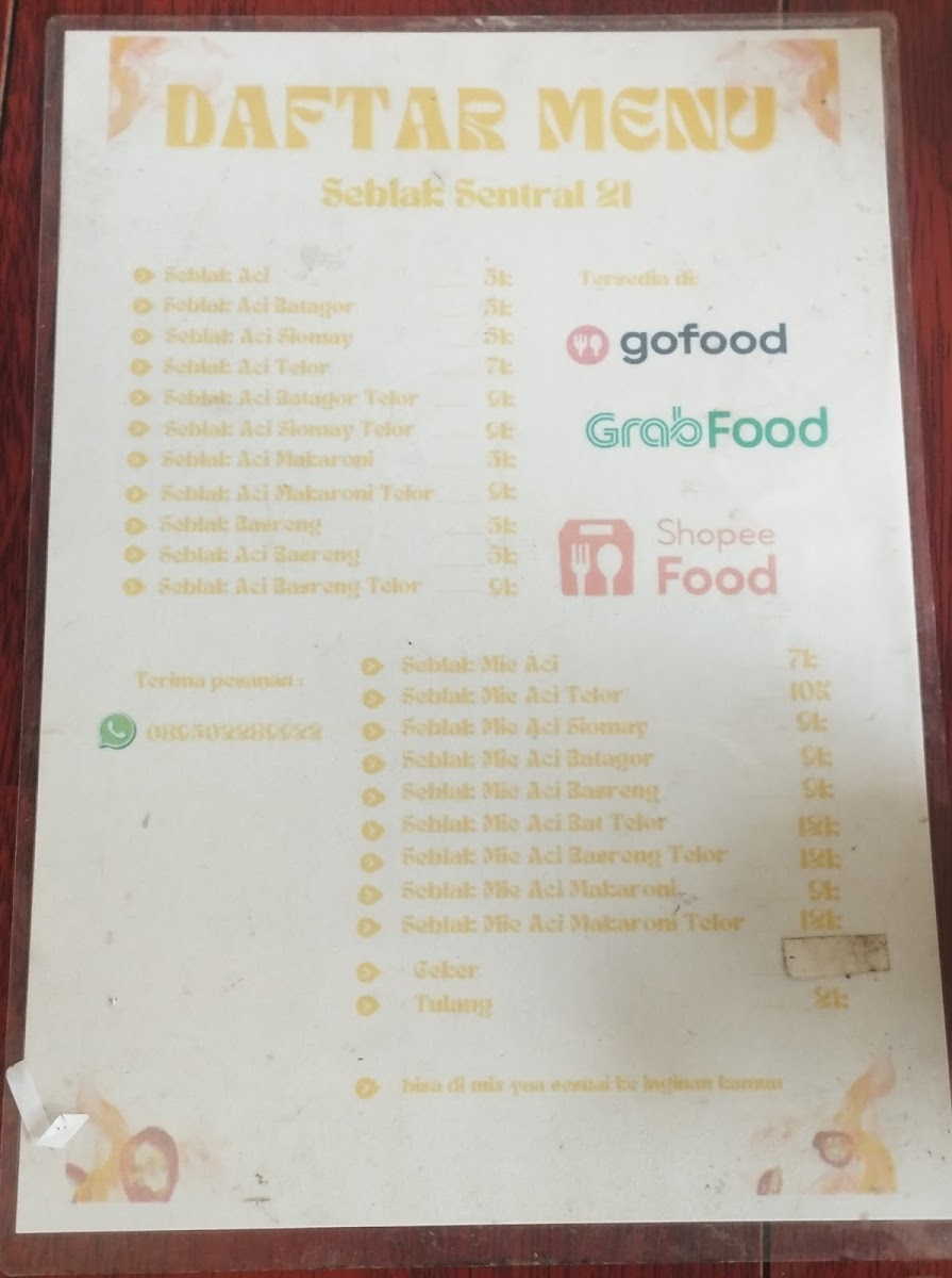 Seblak Sentral 21 Photo Menu 1