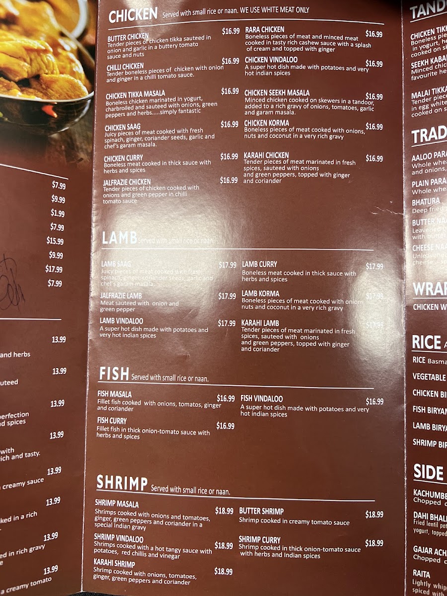 Kwality Fine Indian Cuisine Restaurant Photo Menu 5