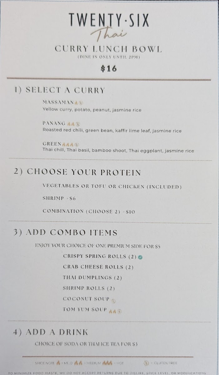 26 Thai Kitchen & Bar (Midtown) Photo Menu 1
