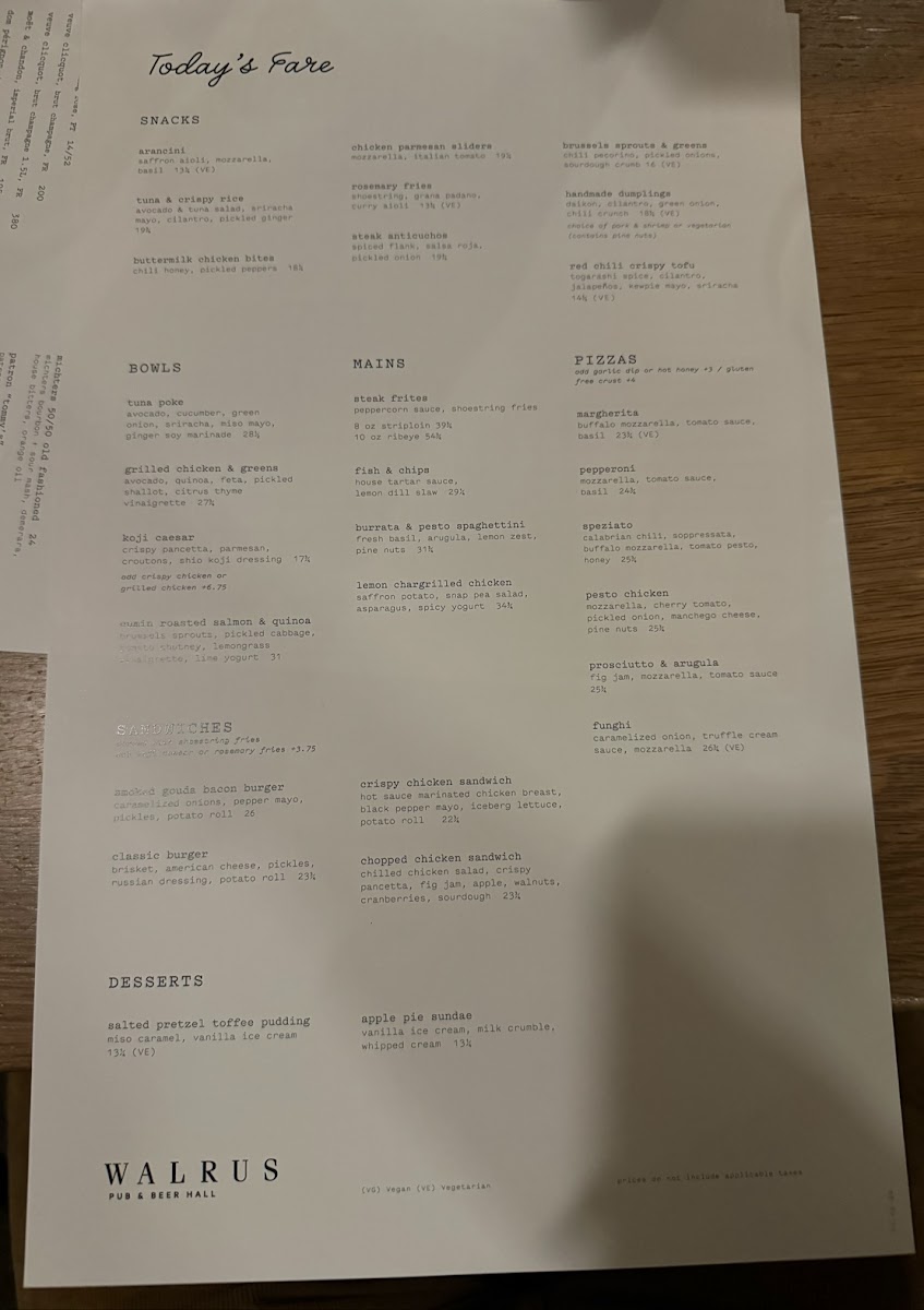 Walrus Pub & Beer Hall Photo Menu 5