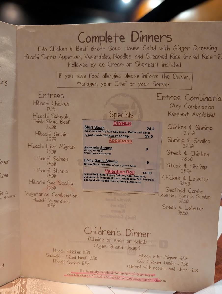 Edo Japanese Steak House Photo Menu 7
