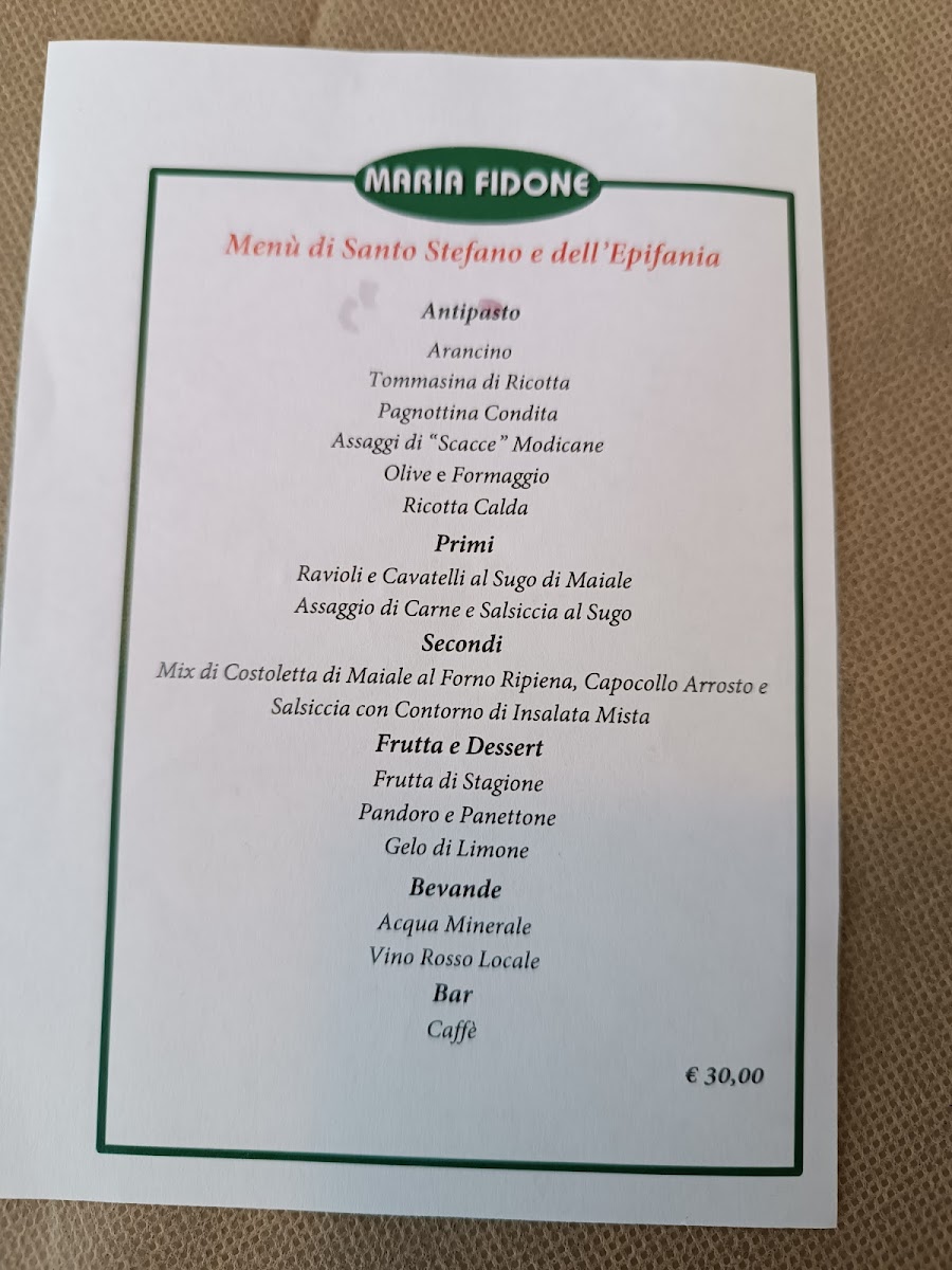 Trattoria Maria Fidone Photo Menu 4