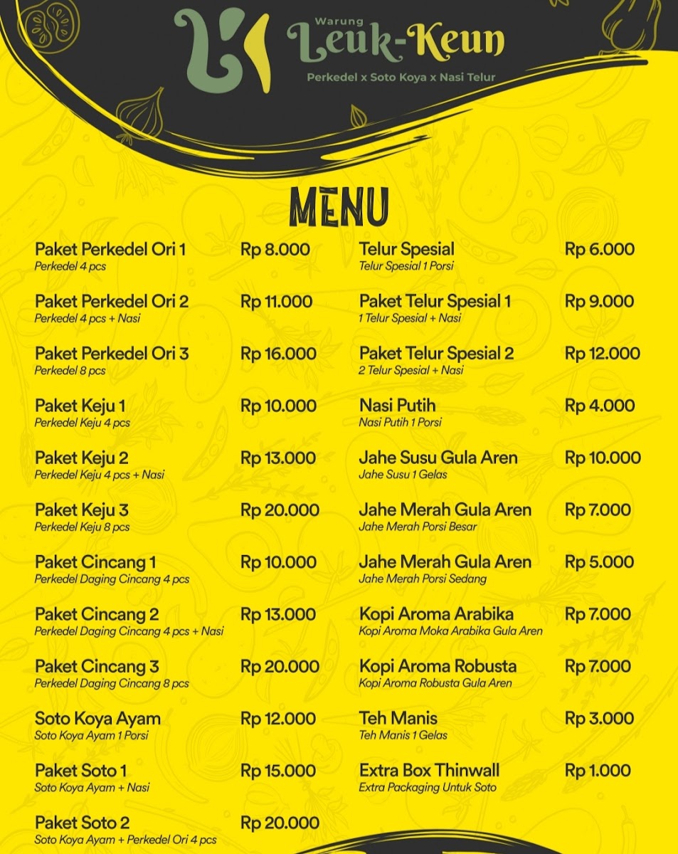 perkedel x soto x nasi telur x jahe warung leukkeun Photo Menu 1